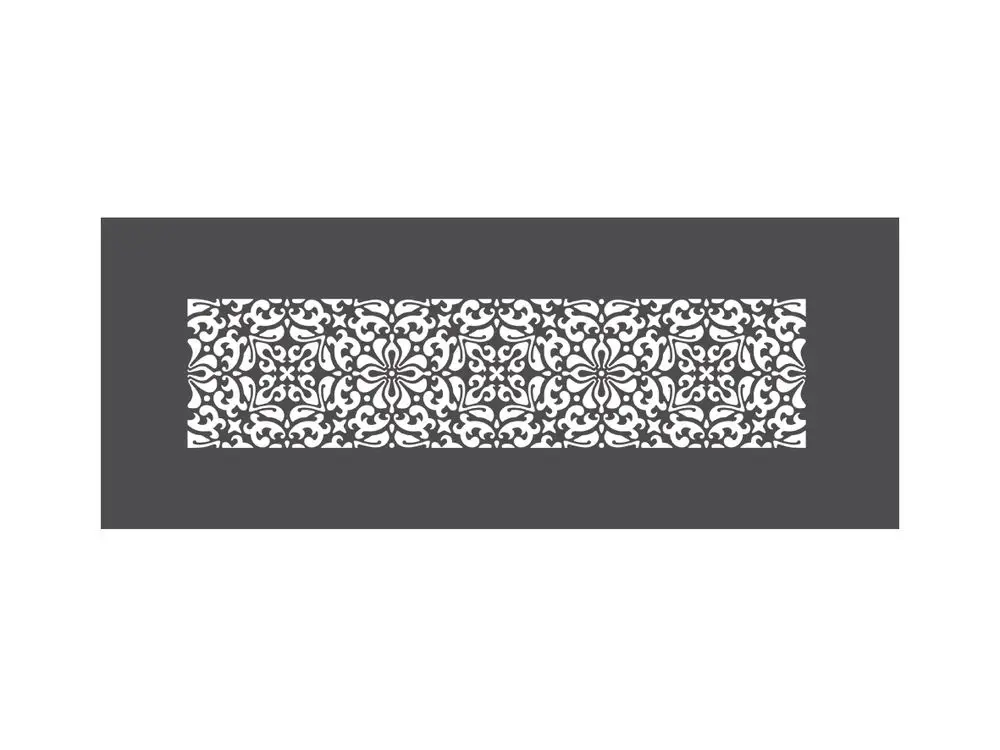 Designgitter von Fränkische mit floralem Muster auf anthrazitfarbenem Hintergrund. Das Produkt zeigt ein dekoratives Element für verschiedene Anwendungen.